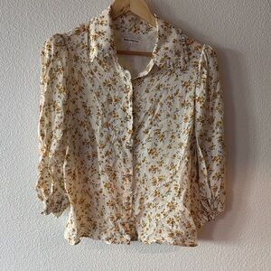 Reformation Cream and Yellow Floral Blouse